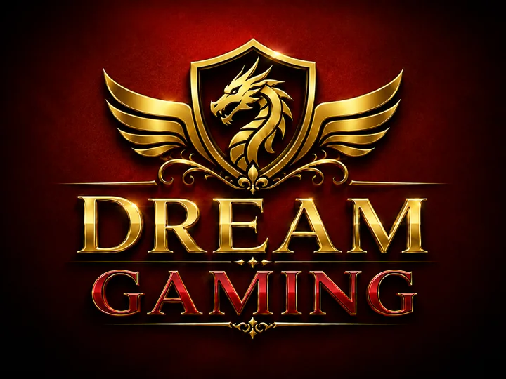 Logo provider Live Casino Dream Gaming dengan emblem naga emas