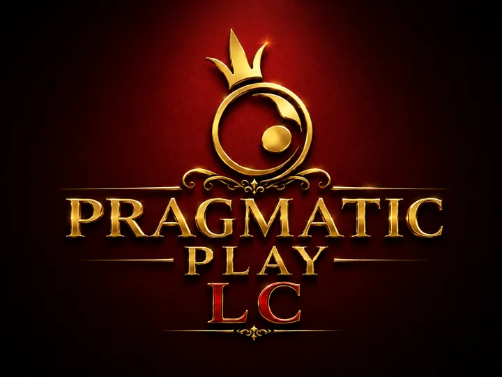 Logo provider Live Casino Pragmatic Play LC dengan tema merah hitam emas