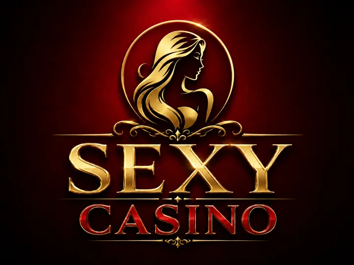 Logo provider Live Casino SEXY CASINO dengan tema merah hitam emas