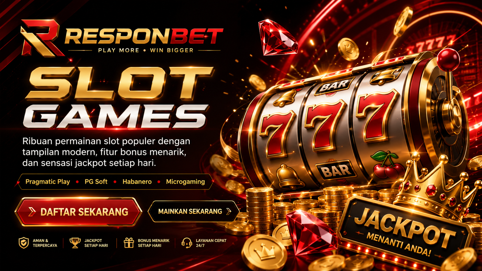 Banner Slot Games Responbet dengan tema permainan slot modern